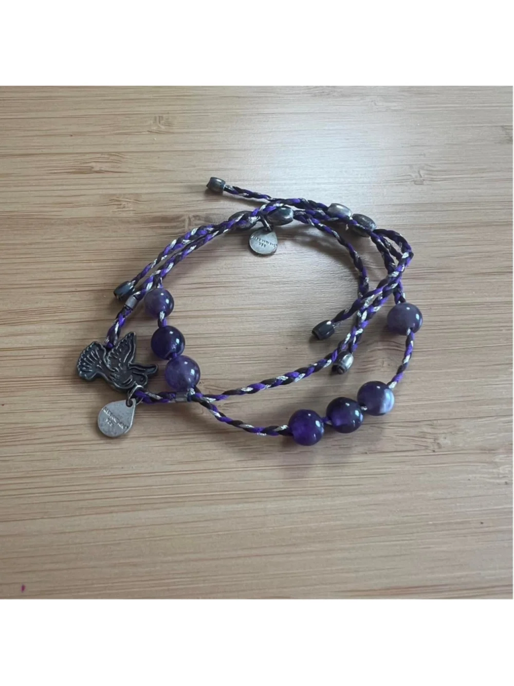 Set of 2 Alex and Ani adjustable purple and silver bracelets